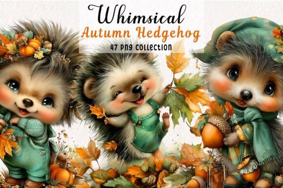 Download Whimsical Autumn Hedgehog Clipart - Hedgehog clipart Collection