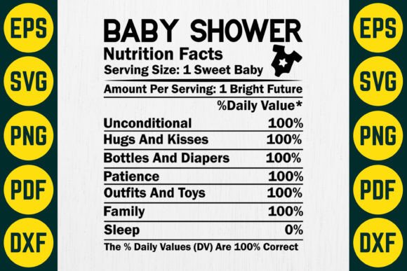 Download Baby Shower Nutrition Facts SVG Design - Nutrition Collection
