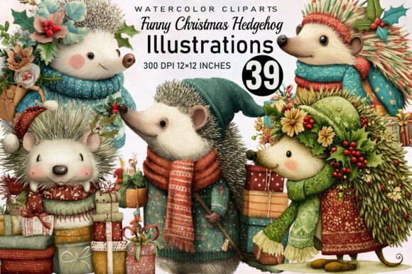 Download Funny Christmas Hedgehog Clipart - Hedgehog clipart Collection