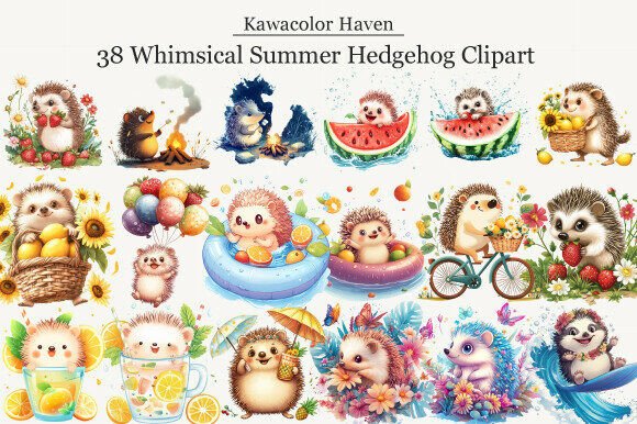 Download Whimsical Summer Hedgehog Clipart - Hedgehog clipart Collection