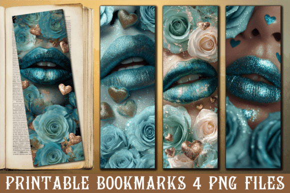 Download Teal Rose Lips Luxury Aesthetic Bookmark - Luxury aesthetic Collection