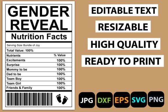 Download Gender Reveal Nutrition Facts Poster - Nutrition Collection